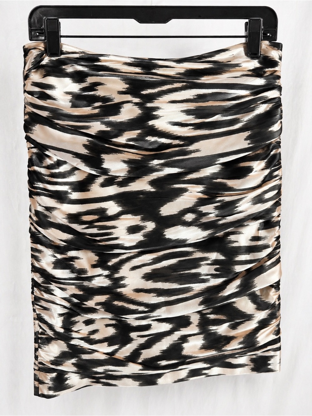 Carmen Marc Valvo Black & Beige Abstract 100% Silk Skirt